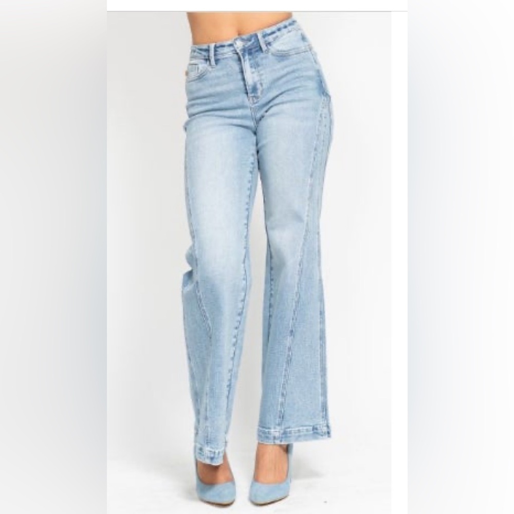 Judy Blue High Waist Side Seam Insert Detail Retro Wide Leg Denim Jeans Size 20